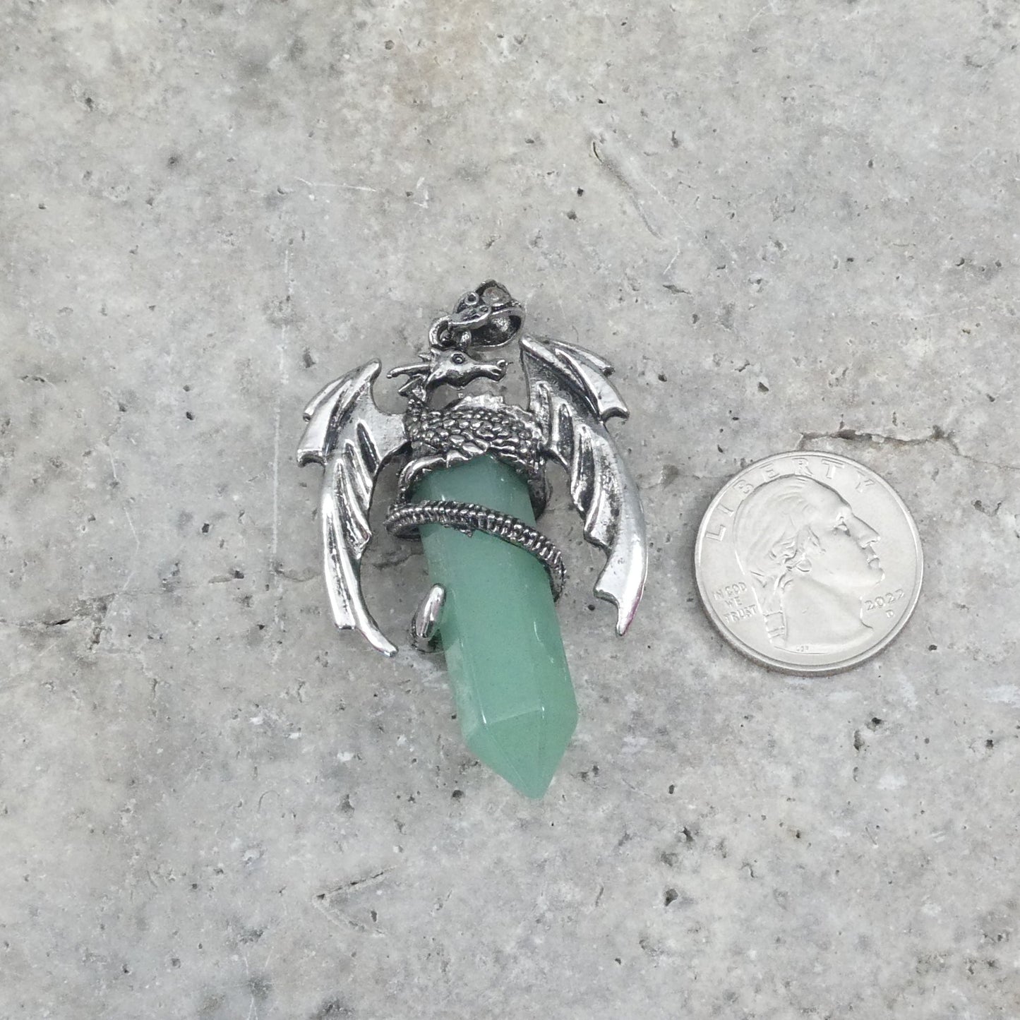 Green Aventurine Flying Dragon Point Pendant 34x50mm-2