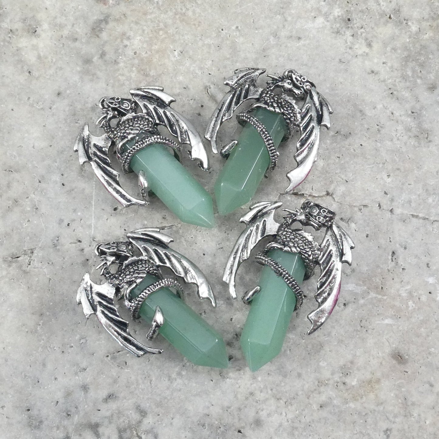 Green Aventurine Flying Dragon Point Pendant 34x50mm-1