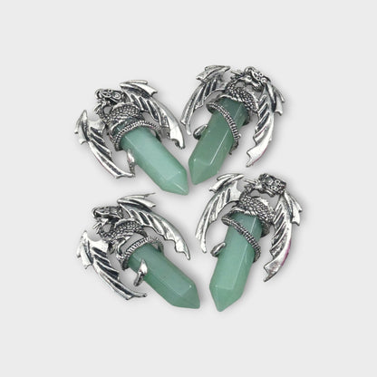 Green Aventurine Flying Dragon Point Pendant 34x50mm-0