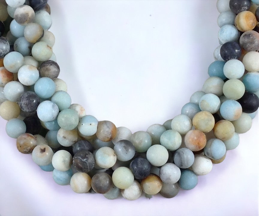 Multi Color Amazonite Matte Round-0